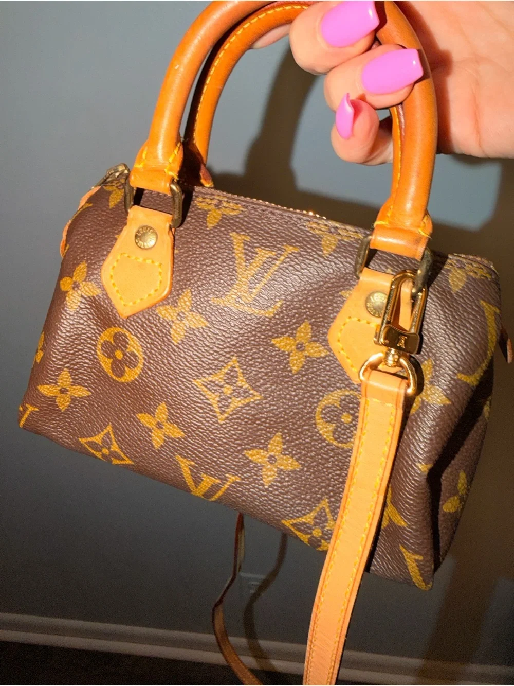 Louis Vuitton Brown Monogram Nano Speedy Bag with Strap